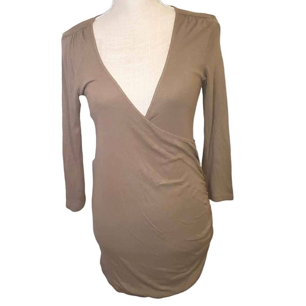 MICHAEL STARS | Women's olive green taupe surplice maternity top. Size *medium.